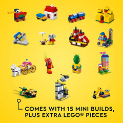 Lego Classic 90 Years of Play Building Set, Bricks Box with 15 Mini Builds - 11021