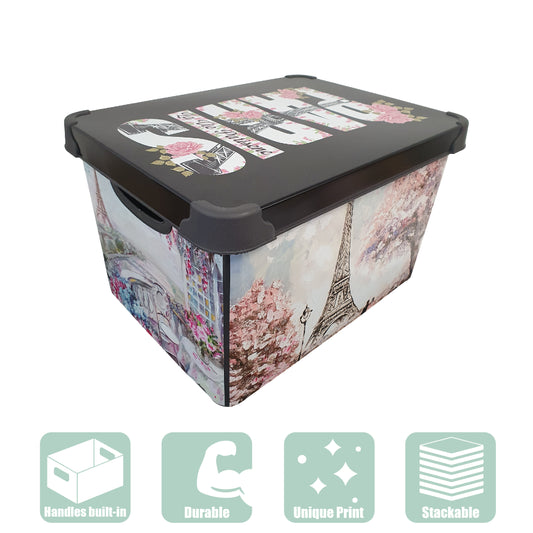 Maqio 22 Litre Plastic Storage IML Print Paris DÃ©cor Box - Maqio