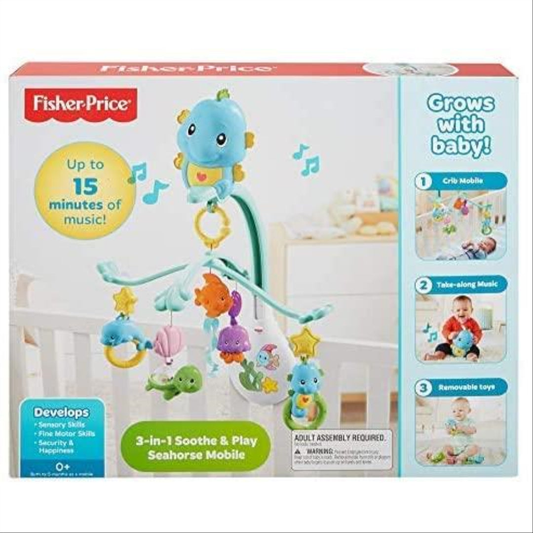 Fisher Price DFP12 3-in-1 Soothe and Play Seahorse Mobile - Maqio