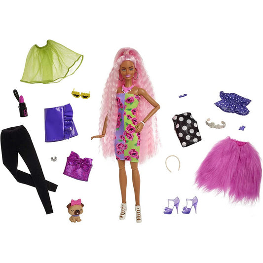 Barbie Extra Doll with Clothes and Accessories Pink Long Hair
