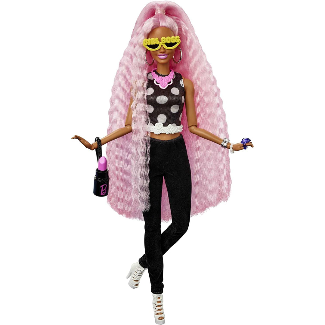 Barbie Extra Doll with Clothes and Accessories Pink Long Hair Maqio