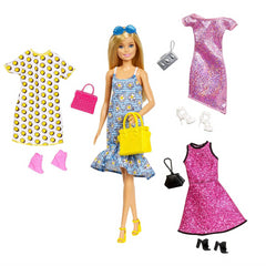 Barbie Doll GDJ40 Floral Dress Yellow Bag with Clothes and Accessories - Maqio