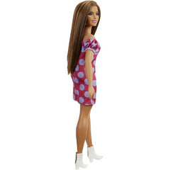 Barbie Fashionistas Doll Curvy Vitiligo Long Hair and Polka Dot Dress