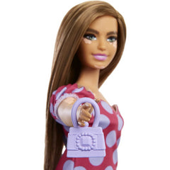 Barbie Fashionistas Doll Curvy Vitiligo Long Hair and Polka Dot Dress