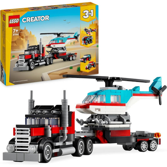 LEGO Creator 31146 3in1 Flatbed Truck with Helicopter Toy