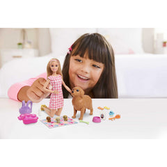 Barbie Playset with Blonde Doll and Mommy Dog