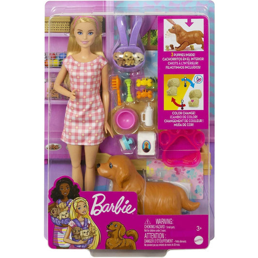Barbie Playset with Blonde Doll and Mommy Dog