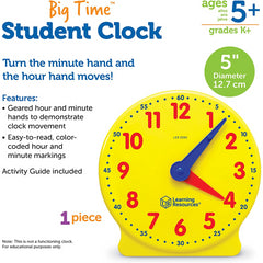 Learning Resources Big Time Student Teaching & Demonstration Clock 12 Hour