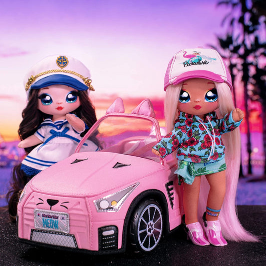 Na!Na!Na! Surprise Soft Plush Pink Convertible Kitty-Themed Doll and Vehicle