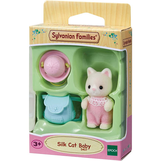 Sylvanian Families Silk Cat Baby Figure and Accessories