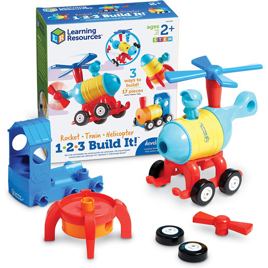 Learning Resources 1-2-3 Build It - Rocket-Train-Helicopter