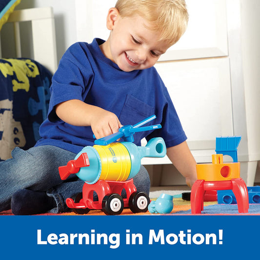 Learning Resources 1-2-3 Build It - Rocket-Train-Helicopter