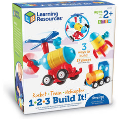 Learning Resources 1-2-3 Build It - Rocket-Train-Helicopter