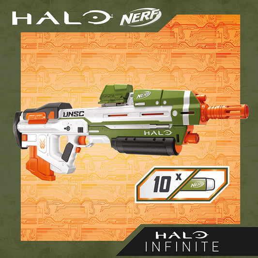 Nerf Halo MA40 Motorised Dart Blaster with Removable 10-Dart Clip and Darts (Brown Eco Packaging)