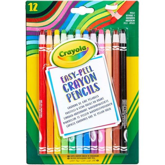 Crayola Easy Peel Crayon Pencils 12 Pack - No Sharpening Needed