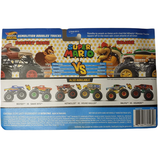 Hot Wheels Diecast Monster Trucks Demolition Double 1:64 - Donkey Kong vs Bowser