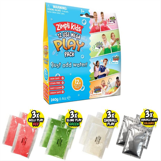 Zimpli Kids Mega Play Pack - 12 Pack of 20g Slime, Gelli, Snoplay & Crackle