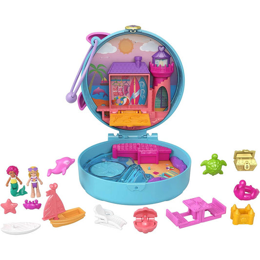 Polly Pocket World Dolphin Beach Compact with Mini Figure