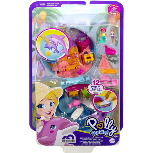Polly Pocket World Dolphin Beach Compact with Mini Figure