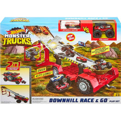 Hot Wheels Monster Trucks Transporter and Racetrack Includes Bone Shaker Truck