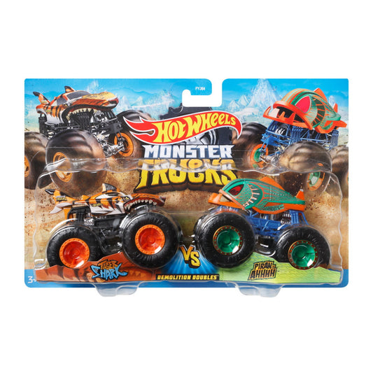 Hot Wheels Demolition Doubles Pack of 2 - Tiger Shark Vs Piran-Ahhhh