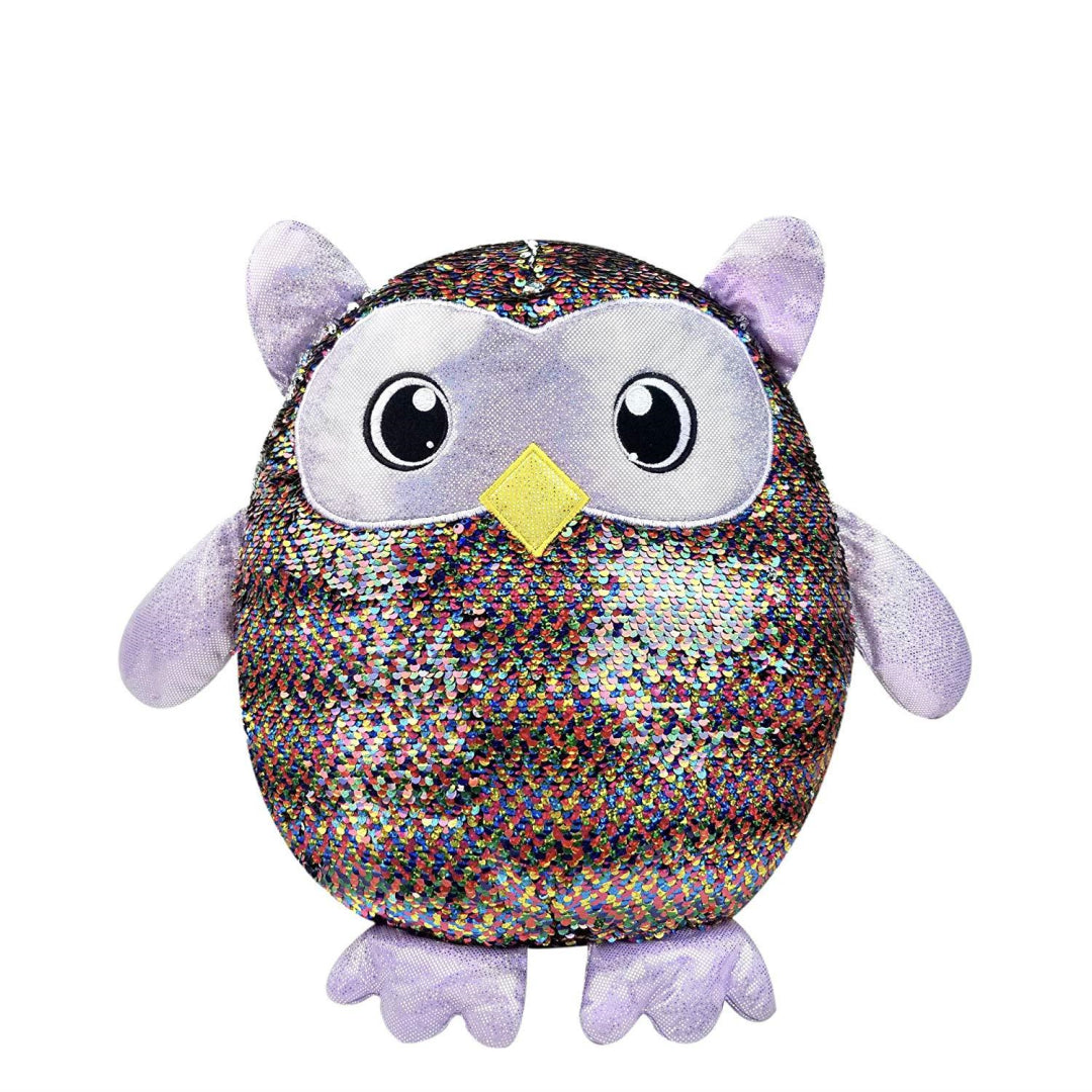 Shimmeez Leo The Owl Sparkling Sequin Changing Soft Toy - Maqio