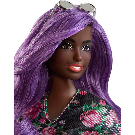 Barbie Fashionistas Purple Hair with Floral Dress Doll