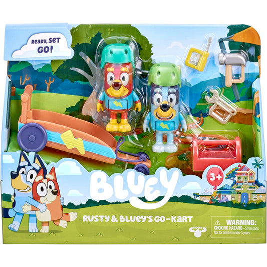 Bluey Rusty & Bluey Go-Kart Playset 3 Action Figures with Go-Kart