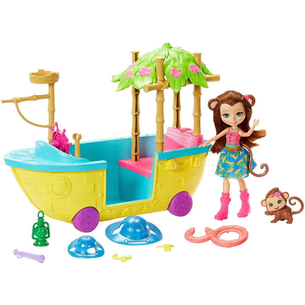 Enchantimals Junglewood Boat & Merit Monkey Doll - Maqio