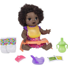 Baby Alive Happy Hungry Baby with Dark Brown Curly Hair E4893 - Maqio