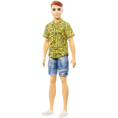 Barbie Ken Fashionistas Doll with Red Hair and Graphic Yellow Shirt GHW67 - Maqio