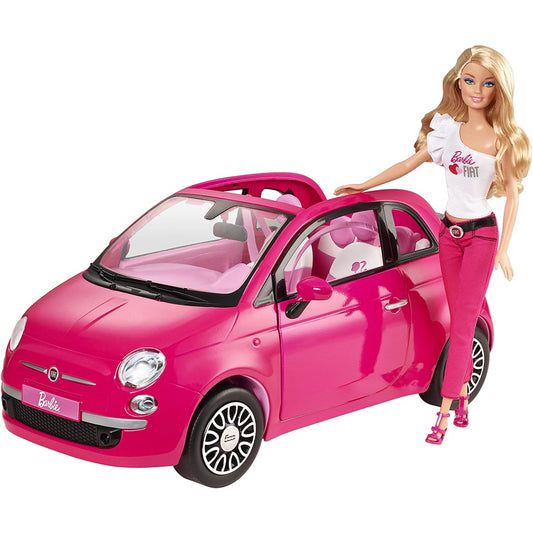 Barbie with Fiat 500 car in Pink - Maqio