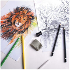 Derwent Academy 28 Piece Drawing Art Kit Set With Case - Maqio
