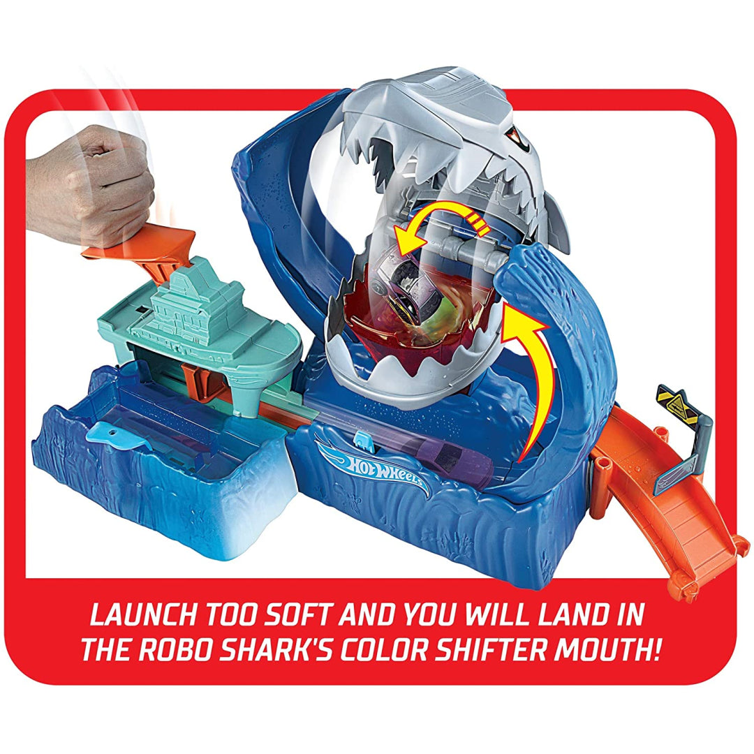 Hot Wheels Robo Shark Frenzy Play Set - Maqio