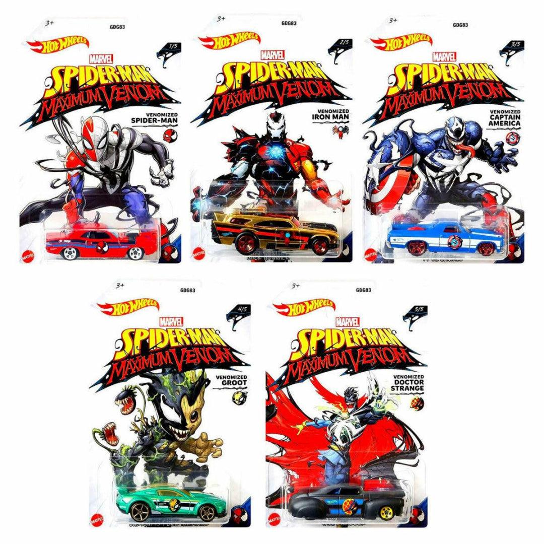 Hot Wheels Spiderman Maximum Venom Hot Wheels Set of 5 - Maqio
