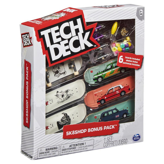 Tech Deck Sk8Shop Bonus Pack Cars & Dogs 6 Pack of Mini Skateboards - Maqio