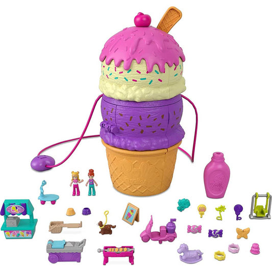 Polly Pocket Spin â€˜n Surprise Playset - Ice Cream Cone Shape - Maqio