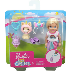 Barbie Club Chelsea Doll and Playset Rainbow Unicorn Dress & Cat GHV70 - Maqio