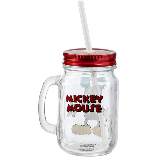 Funko Disney Mickey Mouse Glass Mason Jar Mug with Straw