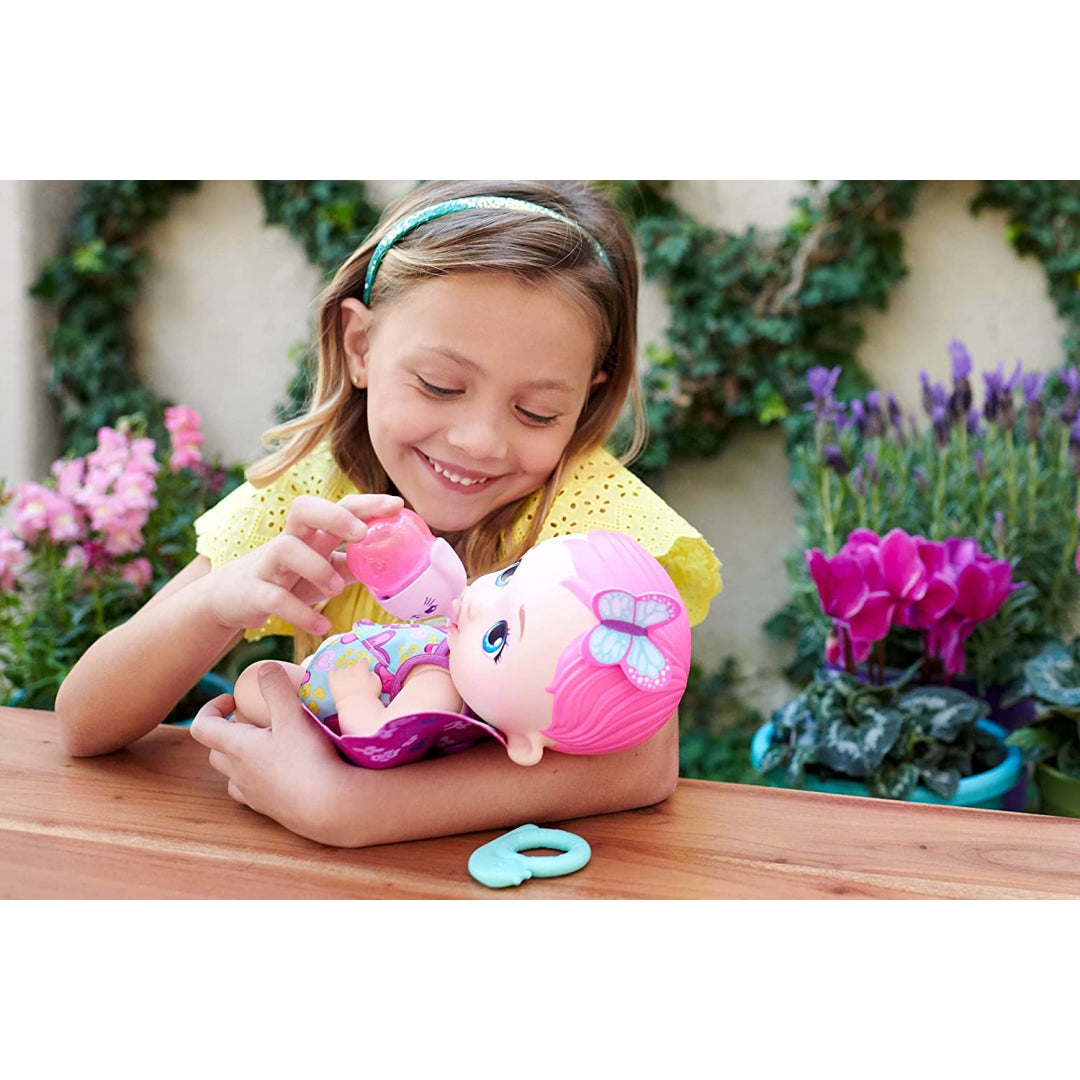 My Garden Baby Feed and Change Baby Butterfly Doll with Light Pink Hair - Maqio