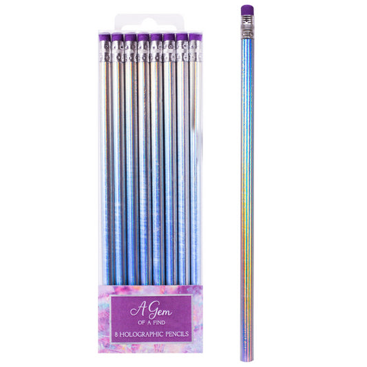 8 Silver Metallic Pencils With Eraser FN1004 - Maqio