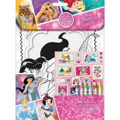 Disney princess colouring set 6 pencils themed pages stickers kids Gift - Maqio