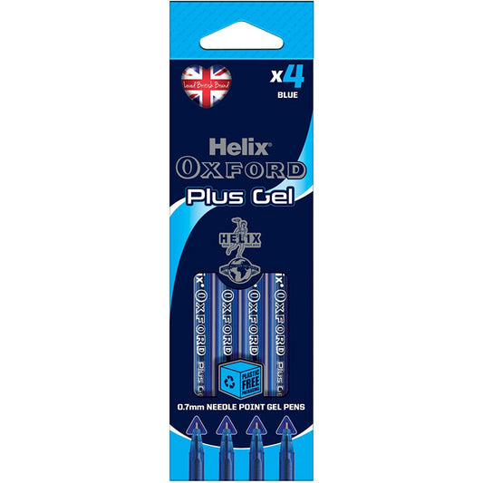 Helix Oxford Plus Gel Pen 4 Pack Blue - Maqio