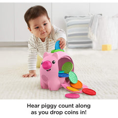 Fisher-Price Laugh & Learn Count & Rumble Piggy Bank Musical Baby Toy GJC68 - Maqio