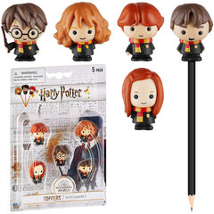 Harry Potter Pencil Toppers 5 Pack Blister Harry In Middle (HP2040) - Maqio