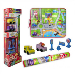 Cocomelon Mega Soft Play Mat Set with 2 Car Vehicles & 4 Traffic Accessories