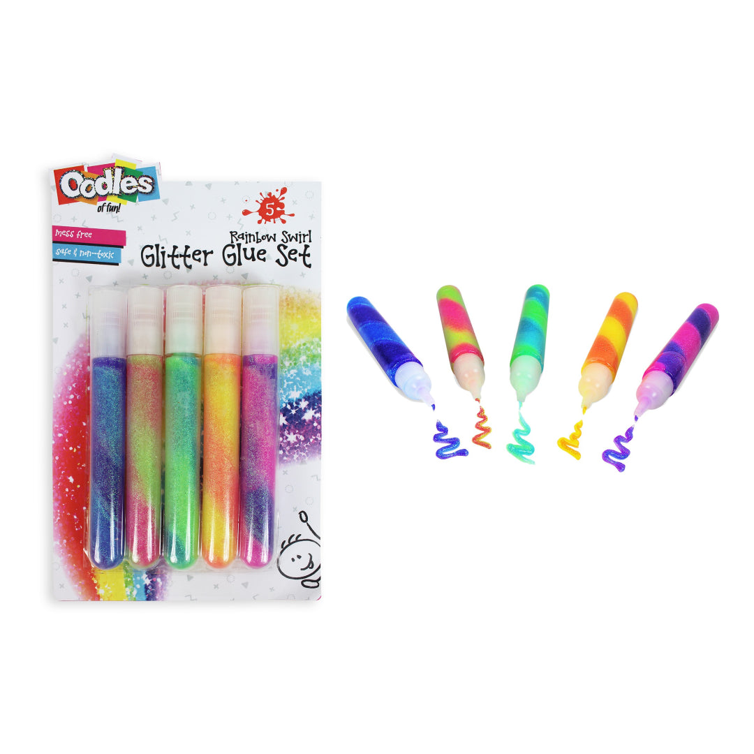 Rainbow Swirl Glitter Glue Set Pack of 5 FN2488 - Maqio