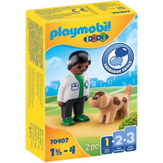 Playmobil 123 2pc Vet With Dog Figures - Maqio