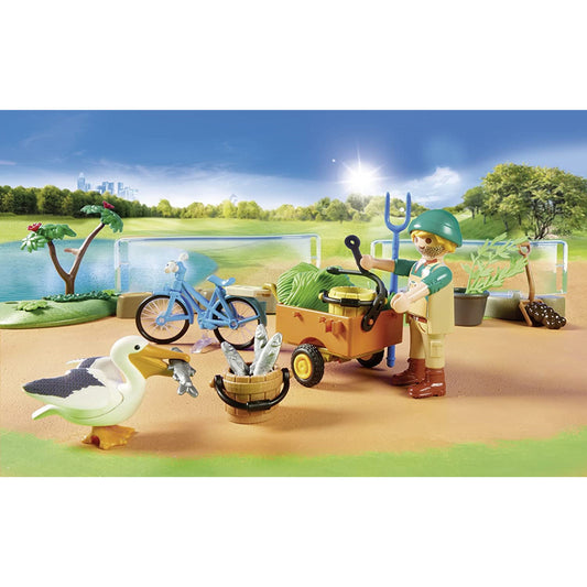 Playmobil Family Fun 213pc Large City Zoo Playset Animals Scenery Visitors - Maqio
