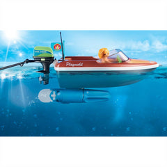 Playmobil 70091 Family Fun Campsite Floating Speedboat with Tube Riders - Maqio